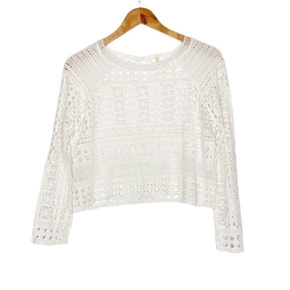 RAGA | Crocheted Festival Long Sleeve Crop Top - Picture 1 of 8